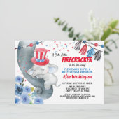 4 juli Baby Boy Shower Uitnodiging (Staand voorkant)