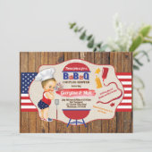 4 juli baby jongen koppels douche BBQ party Kaart (Staand voorkant)