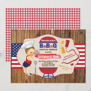 4 juli baby jongen koppels douche BBQ party Kaart