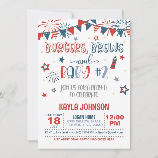 4 juli Baby Q Baby shower - Baby 2 Kaart (Voorkant)