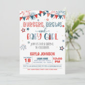 4 juli Baby Q Baby shower - Meisje Kaart (Staand voorkant)