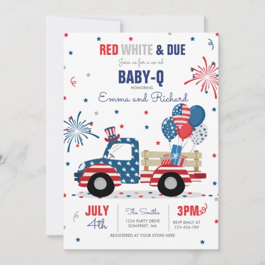 4 juli Baby shower Baby-Q Baby shower juli BBQ Kaart (Voorkant)