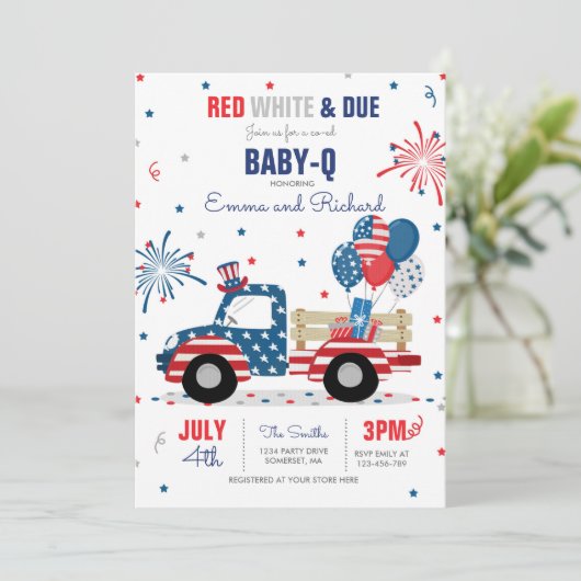 4 juli Baby shower Baby-Q Baby shower juli BBQ Kaart (Staand voorkant)