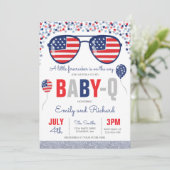 4 juli Baby shower Baby-Q Baby shower juli BBQ Kaart (Staand voorkant)