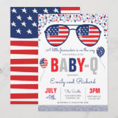 4 juli Baby shower Baby-Q Baby shower juli BBQ Kaart (Voorkant / Achterkant)