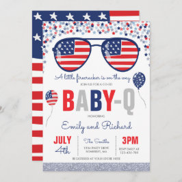 4 juli Baby shower Baby-Q Baby shower juli BBQ Kaart