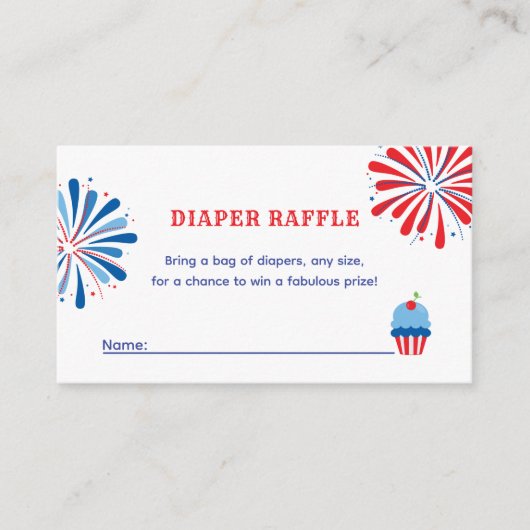 4 juli Baby shower Luier Raffle Informatiekaartje (Voorkant)