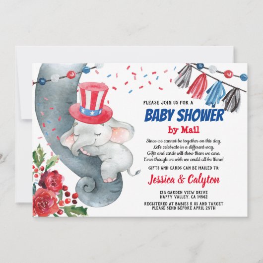 4 juli Baby shower op uitnodiging (Voorkant)