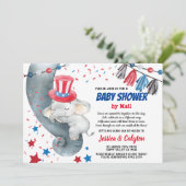 4 juli Baby shower op uitnodiging (Staand voorkant)