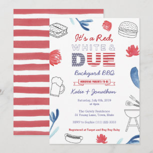4 juli Baby shower Red White Blue Backyard BBQ Kaart
