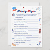4 juli Baby Shower Rijmspel Kaart (Voorkant)