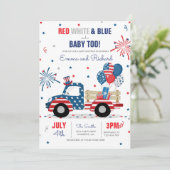 4 juli Baby shower Rood Wit Blauw Baby shower in Kaart (Staand voorkant)