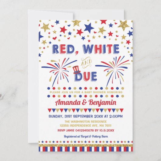 4 juli Baby shower rood wit en wit Kaart (Voorkant)