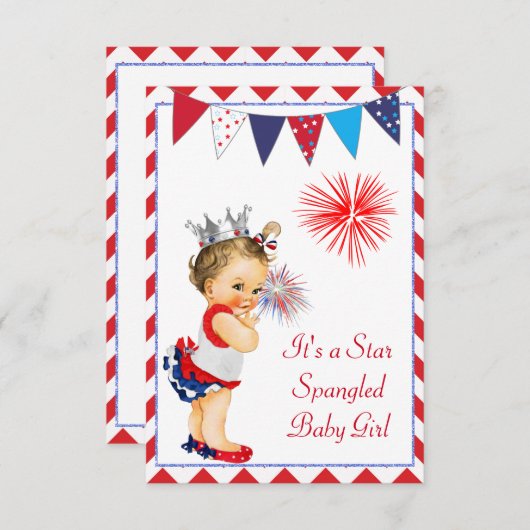 4 juli Baby shower uitnodiging (Voorkant / Achterkant)