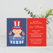 4 juli Baby shower Uitnodiging (Staand voorkant)