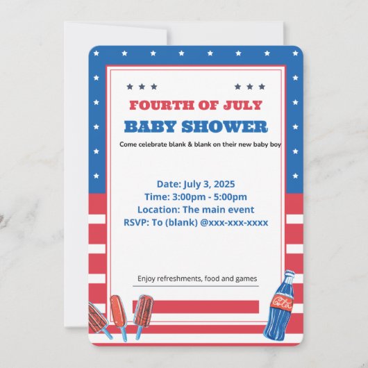 4 juli baby shower uitnodiging (Voorkant)