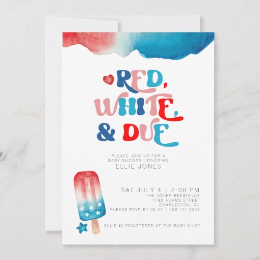 4 juli Baby shower Uitnodiging (Voorkant)