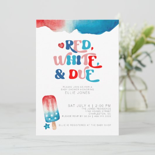 4 juli Baby shower Uitnodiging (Staand voorkant)