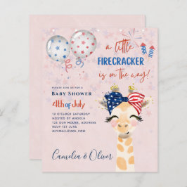 4 juli BABY SHOWER UITNODIGING Vuurwerk Giraffe