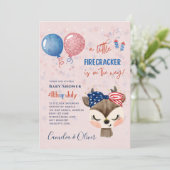 4 juli BABY SHOWER UITNODIGING Vuurwerk Herten (Staand voorkant)