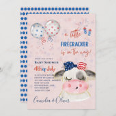 4 juli BABY SHOWER UITNODIGING Vuurwerk Koe (Voorkant / Achterkant)