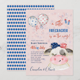 4 juli BABY SHOWER UITNODIGING Vuurwerk Koe