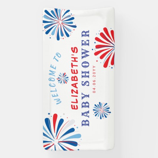 4 juli Baby shower Welkom Spandoek (Verticaal)
