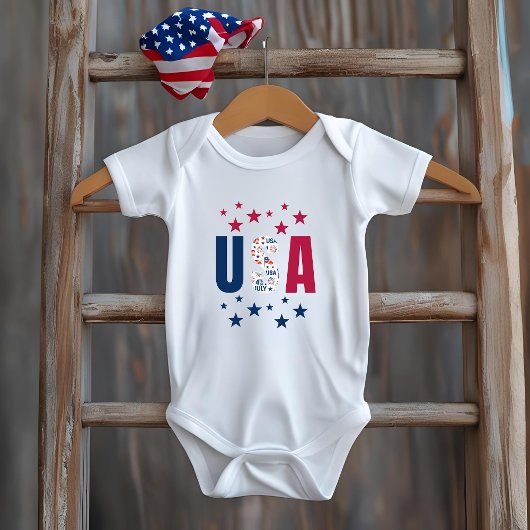 4 juli Baby USA Bodysuit met sterren