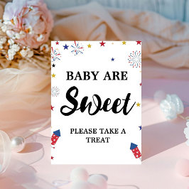 4 juli baby zijn lieve baby shower gunst reclamebord met voetstuk