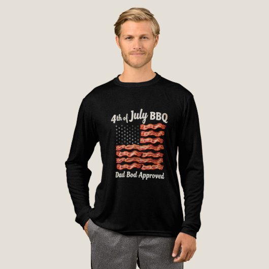 4 juli Bacon Vlag BBQ Dad Verenigde Staten Tri-Blend Shirt (Voorkant)