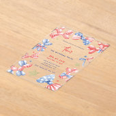 4 juli Ballon Baby Boy 1e Verjaardagsfeest Acryl Uitnodigingen (Laagn)