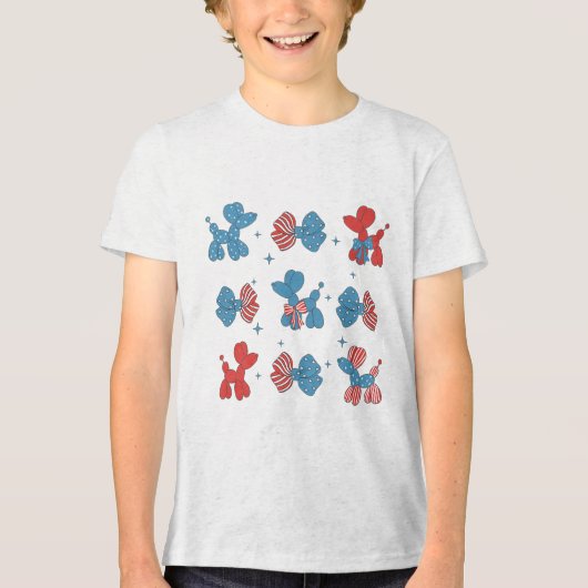 4 juli Ballonhond & amp; Bows Patriottisch Indep Tri-Blend Shirt (Voorkant)