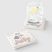 4 juli Balloons Stars Stripes - Stone Onderzetter (Zijkant)