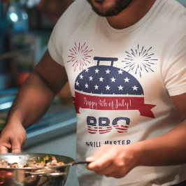 4 juli barbecue barbecue grill master red and blue t-shirt
