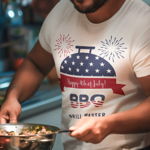 4 juli barbecue barbecue grill master red and blue t-shirt