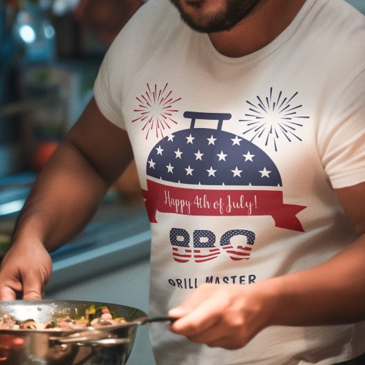 4 juli barbecue barbecue grill master red and blue t-shirt