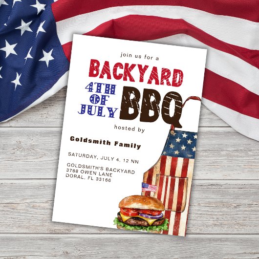 4 juli barbecue BBQ achtertuin feest Kaart