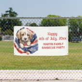 4 juli Barbecue Party Amerikaanse vlag puppy Spandoek (Insitu)