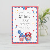 4 juli Barbecue Party Kaart (Staand voorkant)