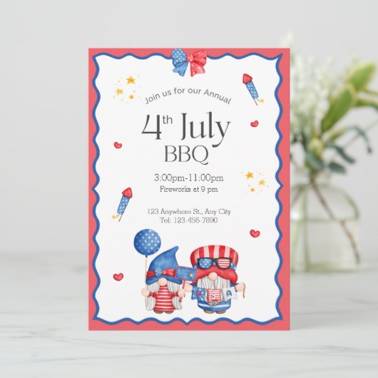 4 juli Barbecue Party Kaart (Staand voorkant)