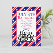 4 juli Barbecue Sterren, rood, witte strepen Kaart (Staand voorkant)
