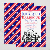 4 juli Barbecue Sterren, rood, witte strepen Kaart (Voorkant / Achterkant)