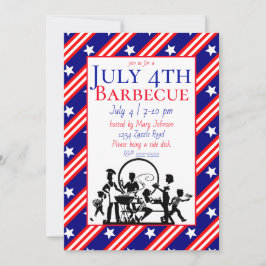 4 juli Barbecue Sterren, rood, witte strepen Kaart