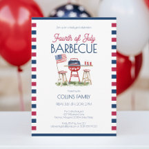 4 juli Barbecue Waterverf Vlag Zomerfeest