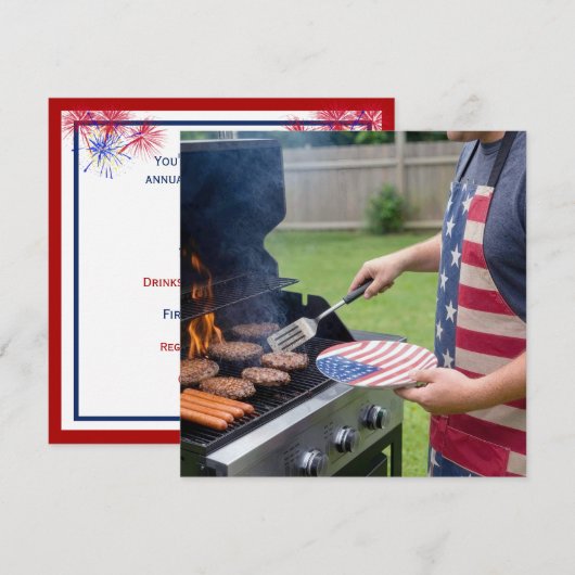 4 juli barbecuefeest kaart (Voorkant / Achterkant)