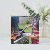 4 juli barbecuefeest kaart (Staand voorkant)