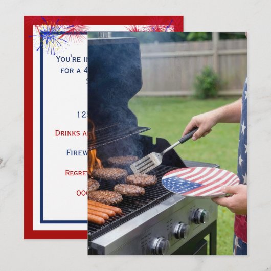4 juli barbecuefeest kaart (Voorkant / Achterkant)