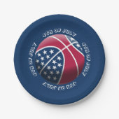 4 juli basketbal papieren bordje (Voorkant)