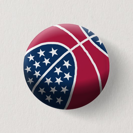 4 juli-basketbal ronde button 3,2 cm (Voorkant)