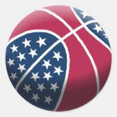 4 juli basketbal ronde sticker (Voorkant)